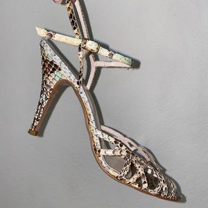Claudia Ciuti Snakeskin Strappy Stiletto Heels